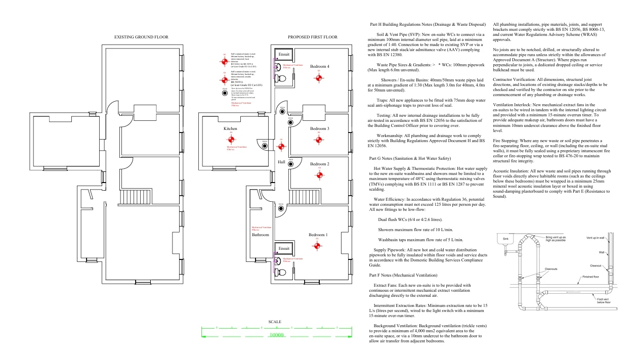 First Floor Flat — Bathroom Addition - architectural drawing by TM Designs Ltd
