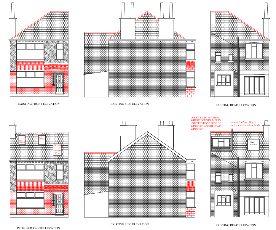 Rear Dormer Loft Conversion - East London - architectural drawing by TM Designs Ltd