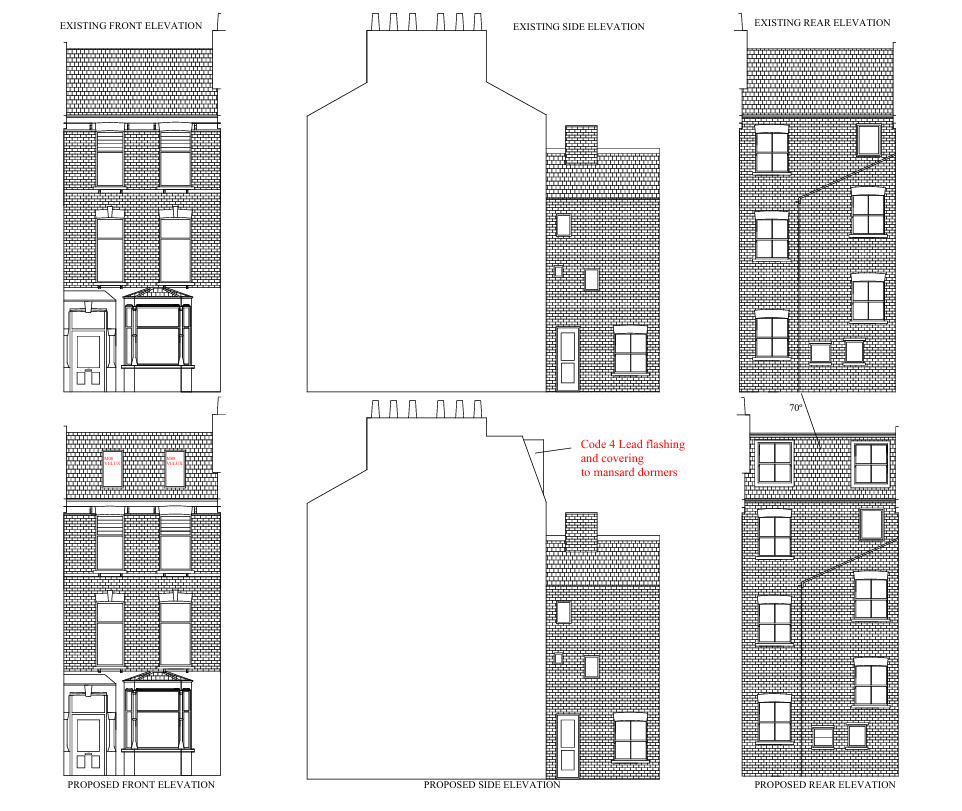 Loft Conversion to a Flat - Stoke Newington, London - architectural drawing by TM Designs Ltd