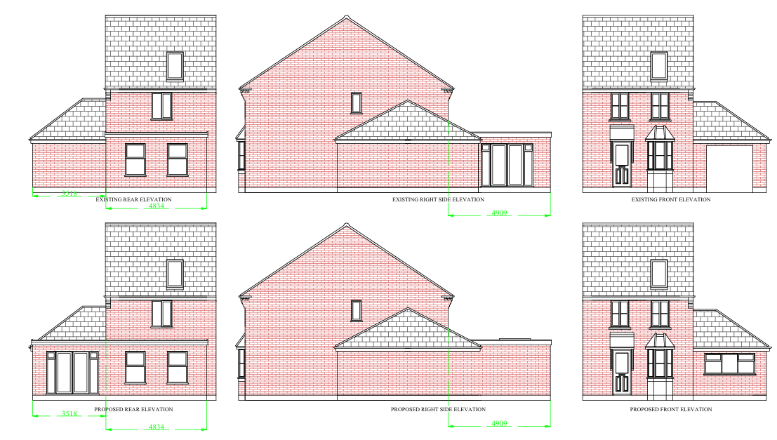 Rear Extension Elevations - Horsford, Norwich - architectural drawing by TM Designs Ltd
