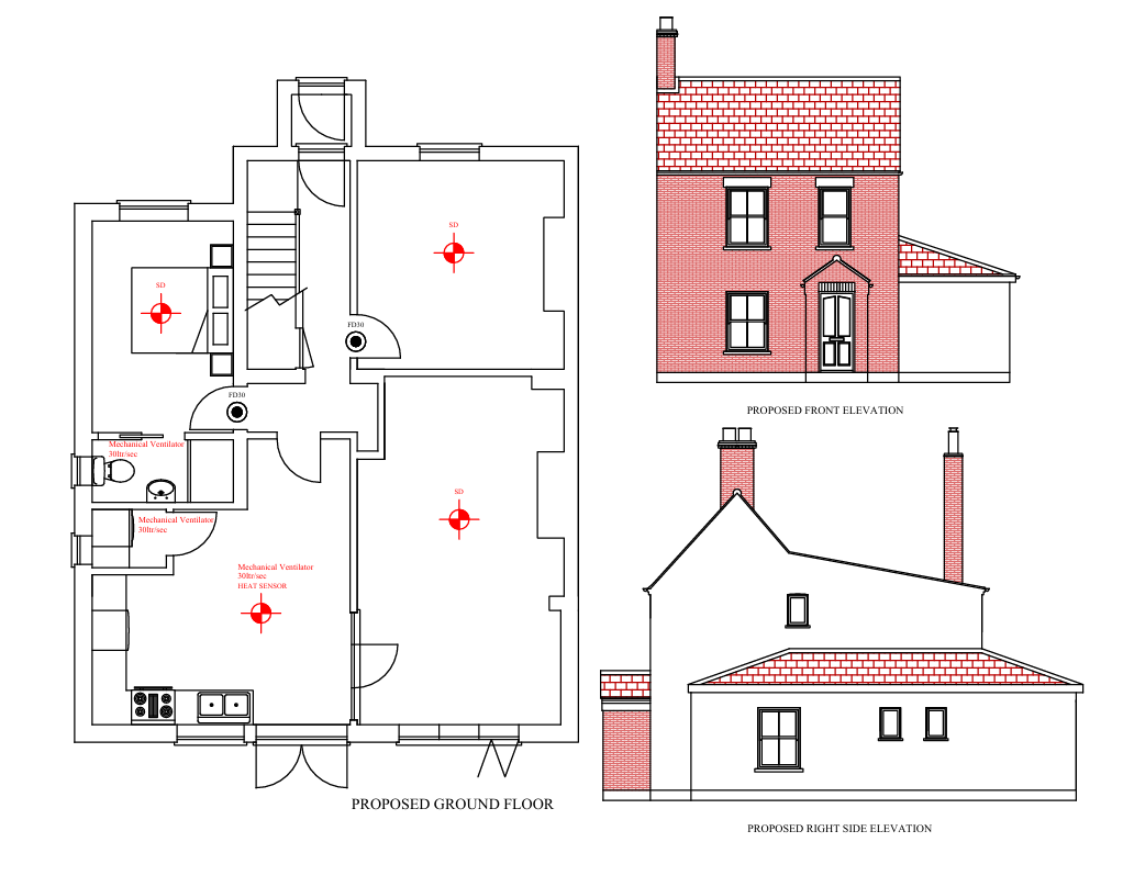 Side Extension - Guildford, Surrey - architectural drawing by TM Designs Ltd