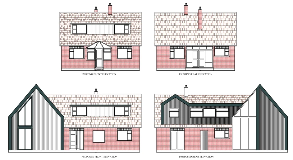 Steel and Glass Frontage - West Sussex - architectural drawing by TM Designs Ltd