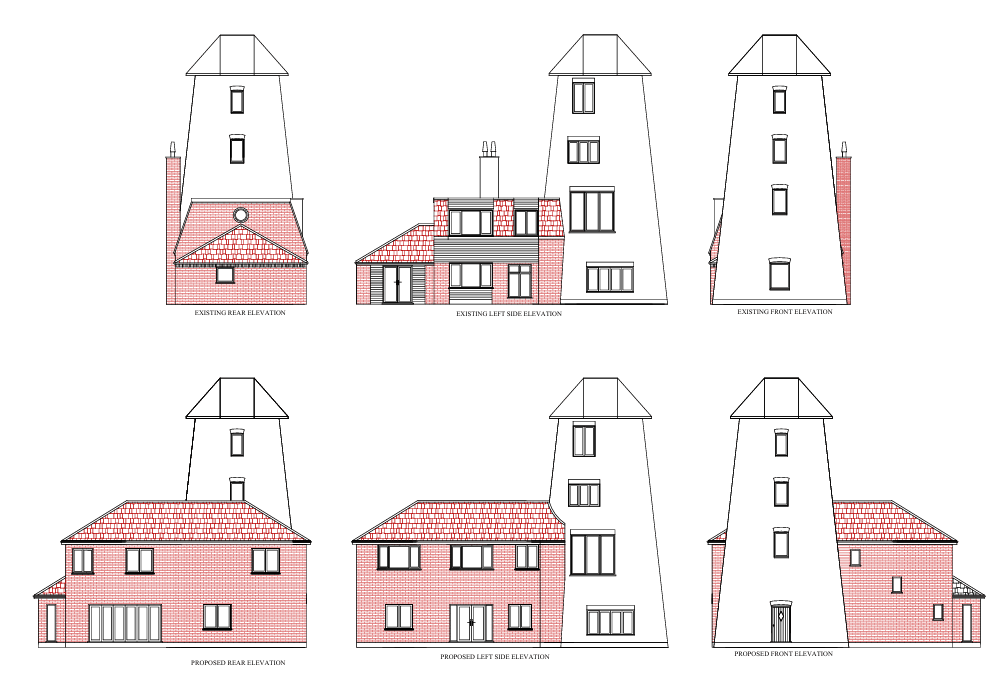 The Windmill, Norfolk — windmill conversion elevations by TM Designs